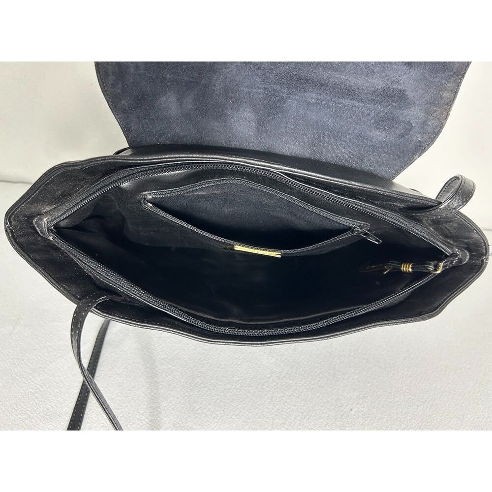 Vintage Sharif Leather Faux Reptile / Vinyl Patchwork Shoulder Bag in Black - Picture 6 of 8